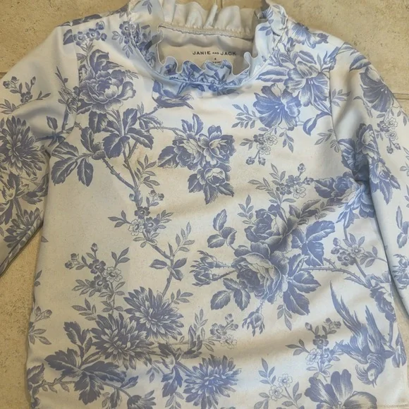 Janie and Jack Floral Toile Rash Guard Swimsuit - Picture 3 of 5